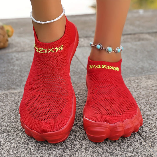 Women'S Breathable Mesh Slip-On Beach Shoes - Lightweight Indoor/Outdoor Walking Shoes with Rubber Sole for Hiking, Running & Gym - Summer Casual Sneakers, Hiking Shoes, Running Footwear, Slipon Design, Flexible Footwear SS69 17.69 US 11.5 / Red