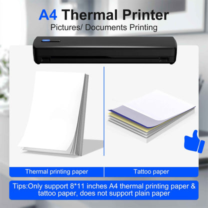 Portable Printer Wireless For Travel, Thermal Printer Inkless, Small Compact Printer Support Folding Paper/rolling/tattoo paper, Work With Laptop Phone And Pad