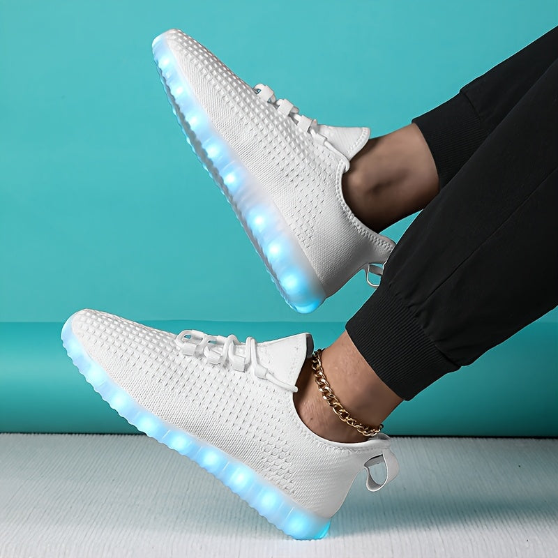 LED Light-Up Casual Sneakers - USB Rechargeable, Colorful Glowing Shoes for Men and Women, Breathable, Lightweight, Durable, All-Season Running Shoes, Casual Footwear | Vibrant Casual Shoes | Lightweight Footwear SS69