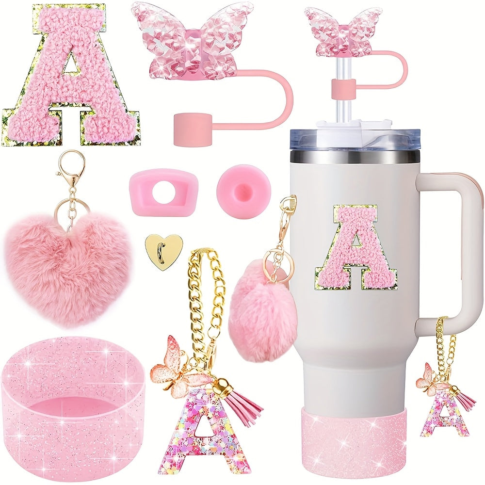 8pcs Cup Accessories for Cup 30oz 40oz Includes Butterfly Straw Cover Cap Silicone Boot Alphabet Handle Charm Initials Sticker 2pcs Spill Proof Stopper Heart Hook Love Plush Ball, Best for Christmas, Perfect for Thanksgiving SS69 15.69 A