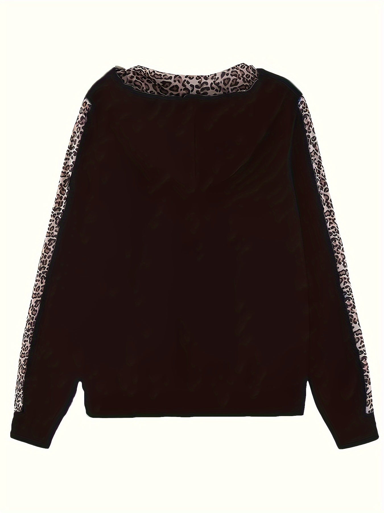 Two-piece Set, Long Sleeve Leopard Print Zip Up Hoodie & Drawstring Pants Outfits, Women's Casual Clothing SS69