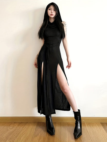 European and American hot wasteland style hooded sleeveless dress SS69