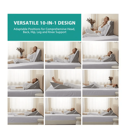 [3pcs Foam Pillows] 3pcs Foam Pillows 3pcs Polyurethane Foam Bed Wedge Pillows | Adjustable Contour Support, Anti- Snoring, Acid Reflux, Medium- Soft Gray Pillow Covers, Machine Washable, Back Alleviation, Contoured Pillow De