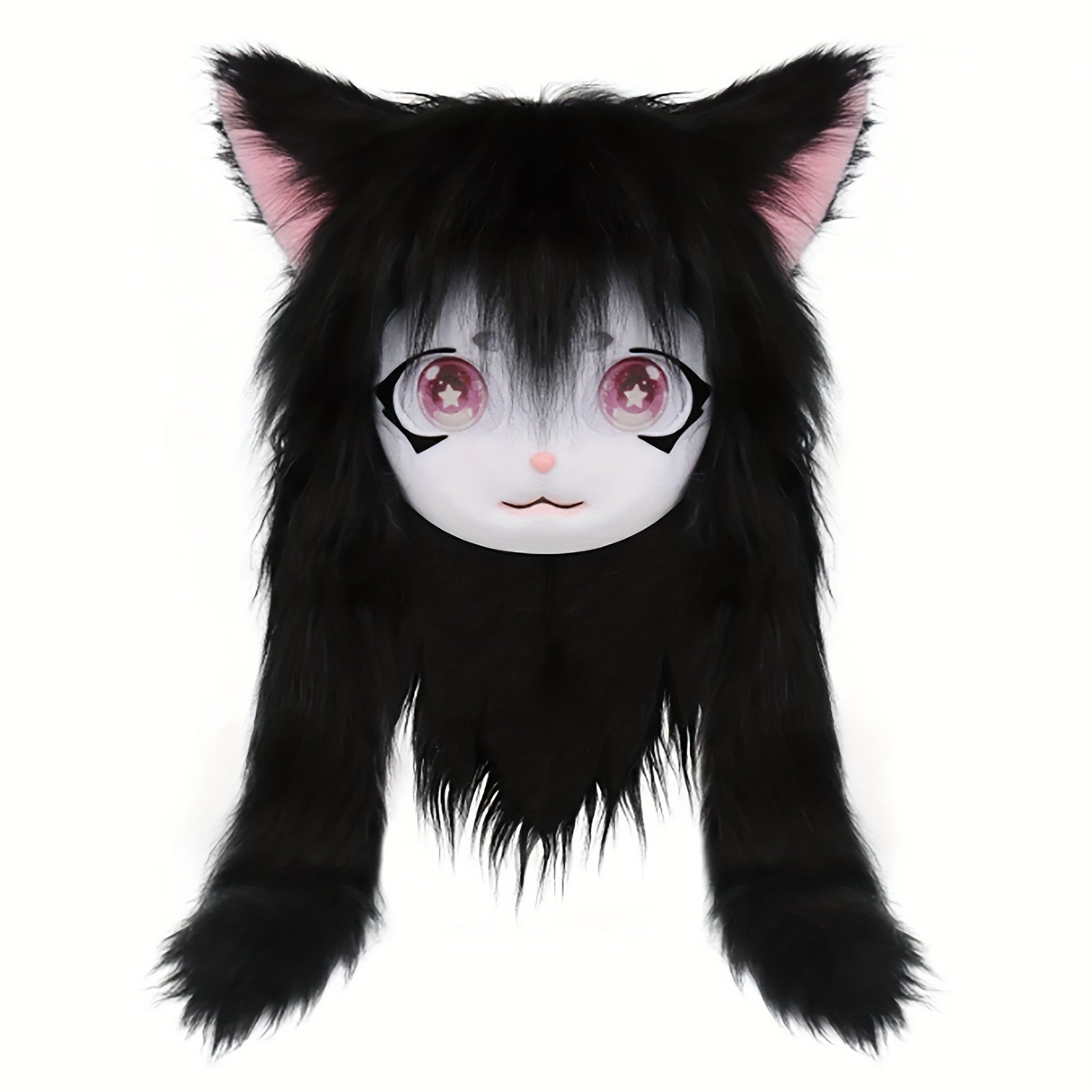 Animal Head Cat Fursuit Cut Mask Halloween Masquerade Cosplay Costume Props SS69 51.69 Black