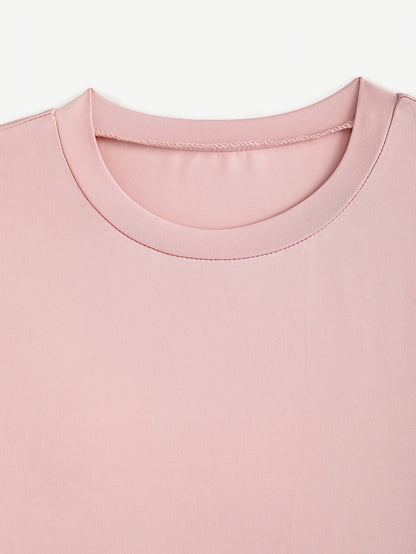 [Pink Floral Dress] Polyester Women's Pink Floral A-Line Dress - Long Sleeves, Round Neck, Machine Washable, Belt Detail, Perfect for Spring/Summer SS69