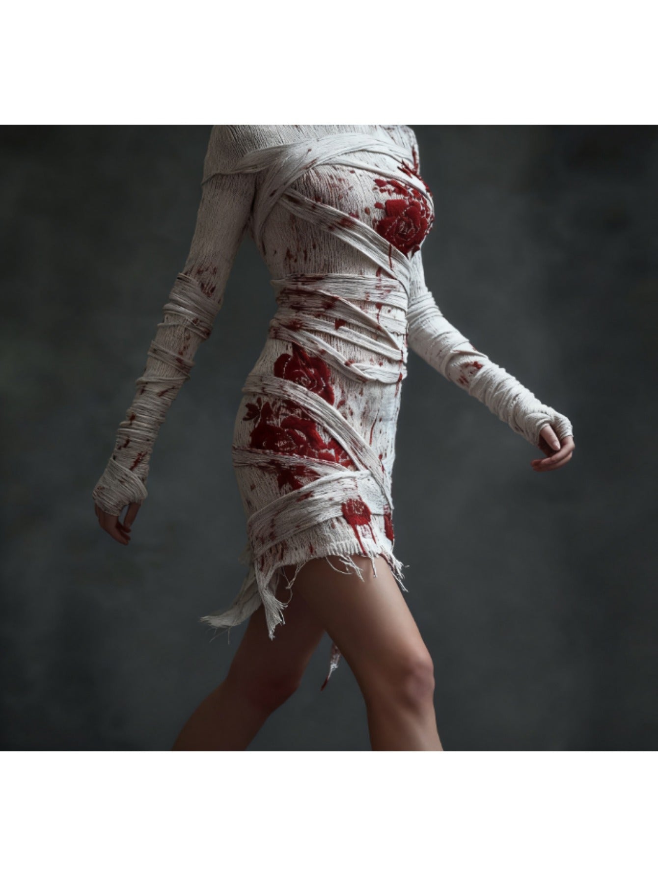 Women's Gothic Skeleton Print Sweater Dress - Form-Fitting Short Sleeve A-Line Dress with Round Neck, Hand Washable Costume Party Outfit for Halloween, Themed Events & Casual Wear (Skeleton Pattern) SS69