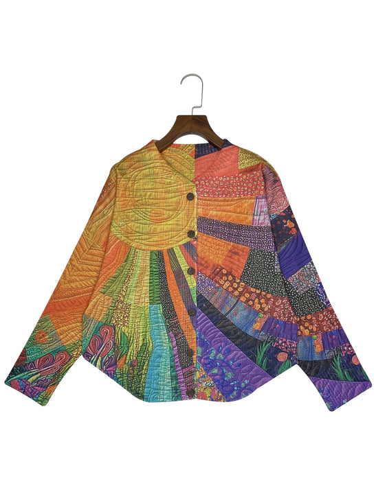 Vibrant Rainbow Print Open Cardigan - 3D Full-Sleeve Polyester Knit with Round Neck & Button Closure, Hand Wash or Dry Clean, All-Season Young Style, Casual Wear Cardigan | Youthful Style Cardigan | Microelastic Fabric, Light SS69