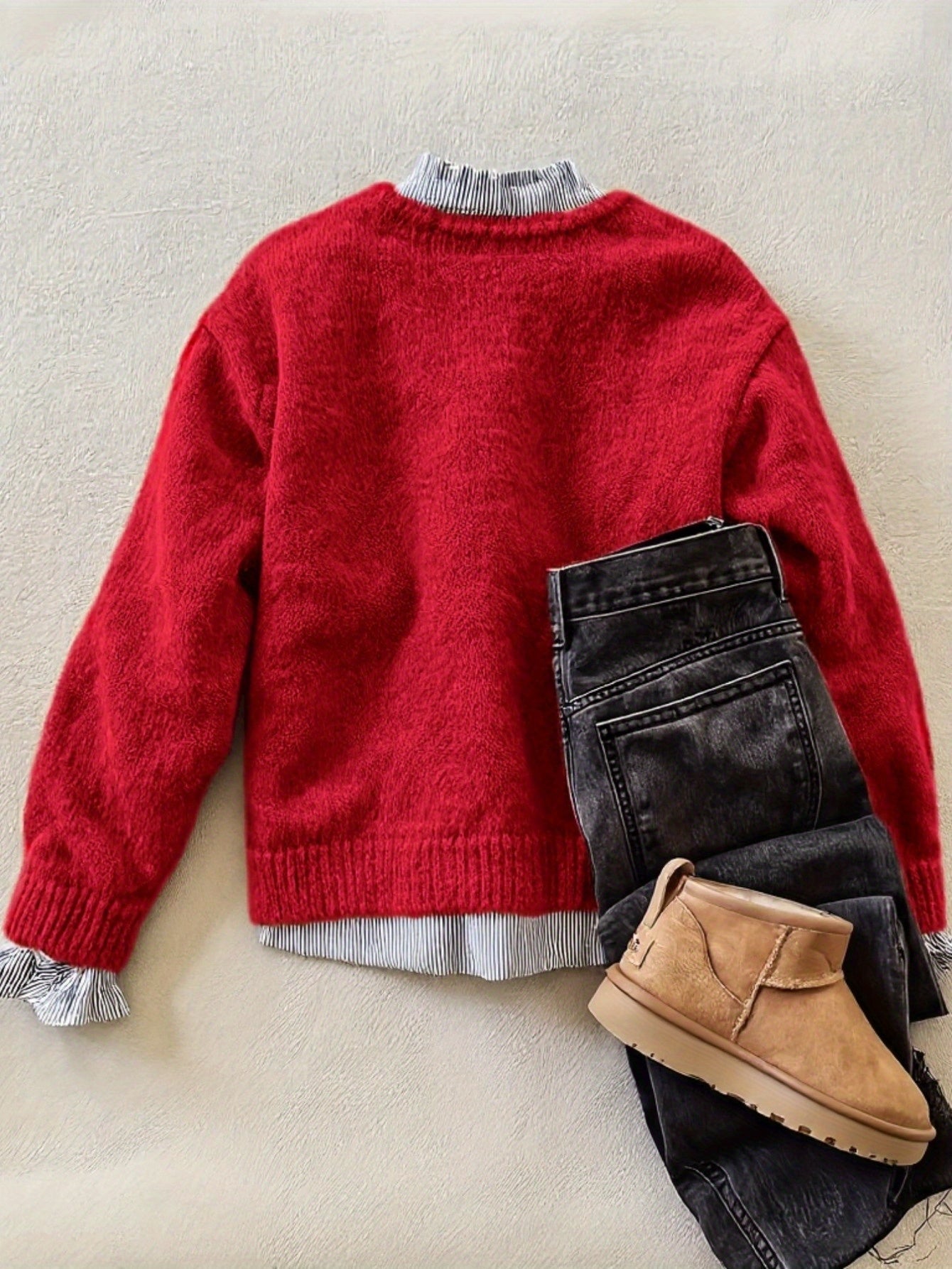 Women'S Soft Alpaca Sweater - Elegant Long Sleeve Button-Front Cardigan with Relaxed Fit & Open Collar, Warm Winter Coat Sweater for Casual & Formal Outfits, Cozy Fall Winter Sweater for Women (Red, Brown, Black, Grey, Beige) SS69