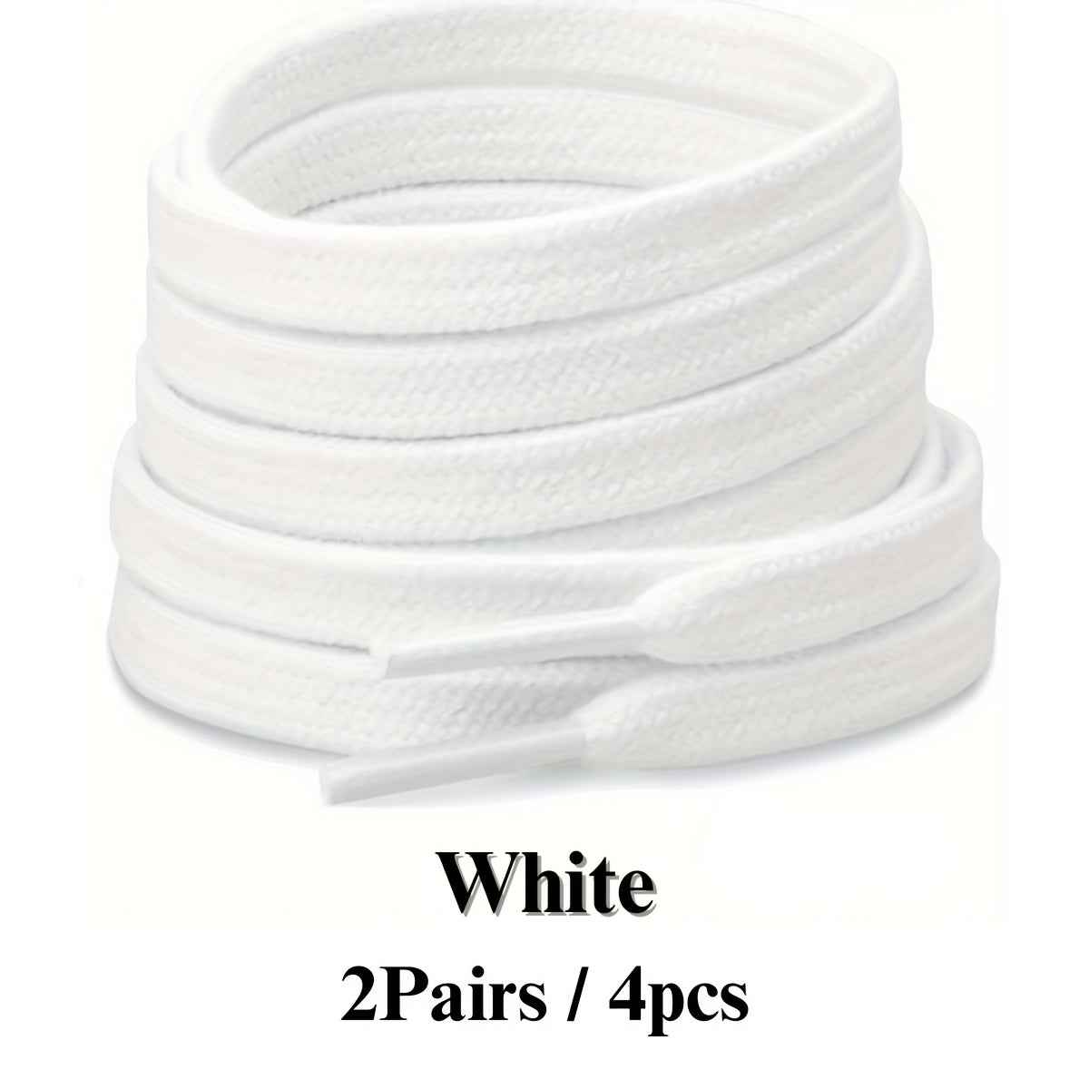 2 Pairs/4pcs of Solid Color Double-Layer 120 Cm Shoelaces, Versatile for Use with Sneakers, Flats, Canvas Shoes, Casual Shoes, And White Shoes for Both Men And Women, Without Battery