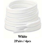 2 Pairs/4pcs of Solid Color Double-Layer 120 Cm Shoelaces, Versatile for Use with Sneakers, Flats, Canvas Shoes, Casual Shoes, And White Shoes for Both Men And Women, Without Battery