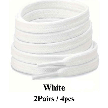 2 Pairs/4pcs of Solid Color Double-Layer 120 Cm Shoelaces, Versatile for Use with Sneakers, Flats, Canvas Shoes, Casual Shoes, And White Shoes for Both Men And Women, Without Battery