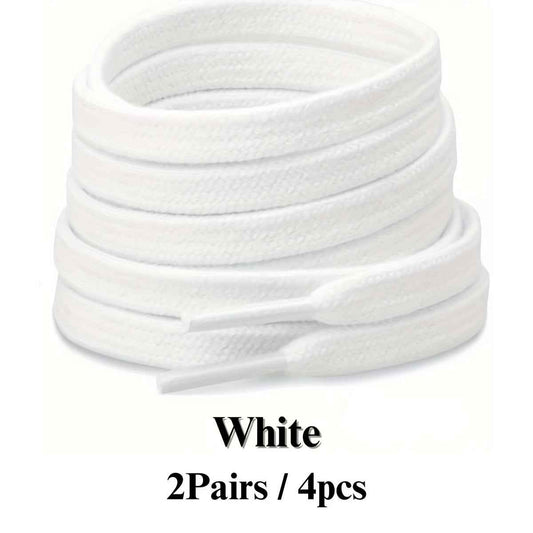 2 Pairs/4pcs of Solid Color Double-Layer 120 Cm Shoelaces, Versatile for Use with Sneakers, Flats, Canvas Shoes, Casual Shoes, And White Shoes for Both Men And Women, Without Battery
