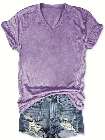 5 Solid Color V-Neck T-Shirts, Casual Short-Sleeved T-Shirts Spring And Summer, Women'S Clothing SS69