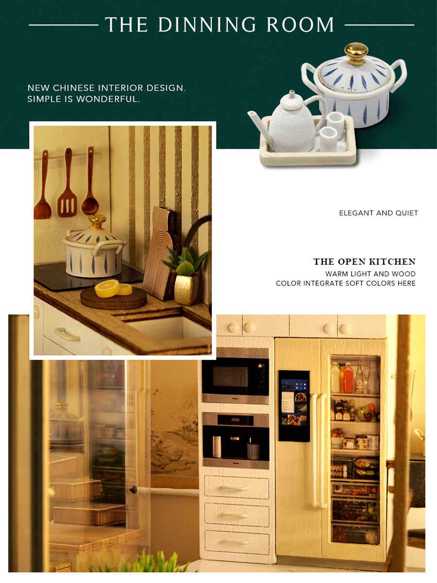 A Miniature Dollhouse Kit Featuring Furniture, a Wooden House Model Complete with a Dust Cover And a Music Box, Designed at a 1:24 Scale, Perfect As an Elegant Gift for Adult Friends Or Lovers on Their Birthday (Glue Not Incl