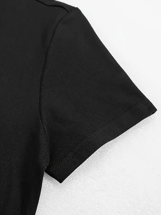 [Graphic Print Crew Neck Tee] Graphic Print Crew Neck T-shirt, Y2K Short Sleeve Top for Spring & Summer, Women's Clothing SS69