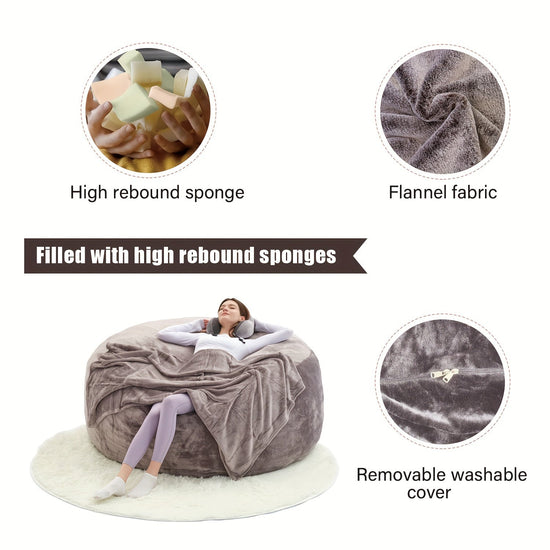 Bean Bag Chair(Give 3 Gifts:U-shape Pillow, Blanket Pillow, 6FT Carpet)Comfy Lazy Sofa Bed, Including 50 Pounds Of Filler, Large 6' Bean Bags With Memory Foam Filled, Large Beanbag Chairs Soft Sofa With Flannel Cover SS69