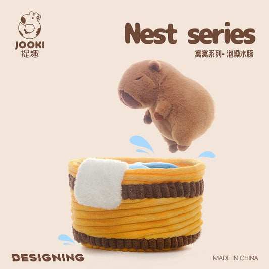 Adorable Capybara Stuffed Animals Two - in - one Doll Taking Bath in Tub Plush Toy Cute Detachable Throw Pillow Spa Day Fun Gift - SS69