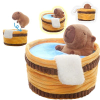 Adorable Capybara Stuffed Animals Two - in - one Doll Taking Bath in Tub Plush Toy Cute Detachable Throw Pillow Spa Day Fun Gift - SS69