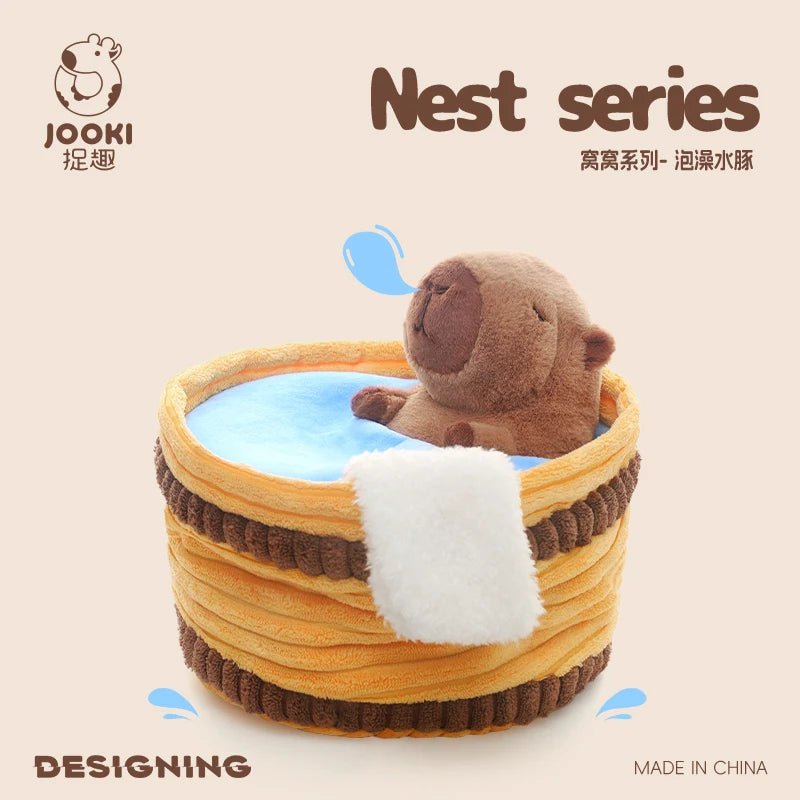 Adorable Capybara Stuffed Animals Two - in - one Doll Taking Bath in Tub Plush Toy Cute Detachable Throw Pillow Spa Day Fun Gift - SS69