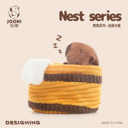 Adorable Capybara Stuffed Animals Two - in - one Doll Taking Bath in Tub Plush Toy Cute Detachable Throw Pillow Spa Day Fun Gift - SS69