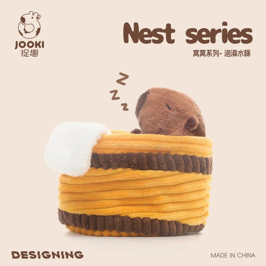 Adorable Capybara Stuffed Animals Two - in - one Doll Taking Bath in Tub Plush Toy Cute Detachable Throw Pillow Spa Day Fun Gift - SS69