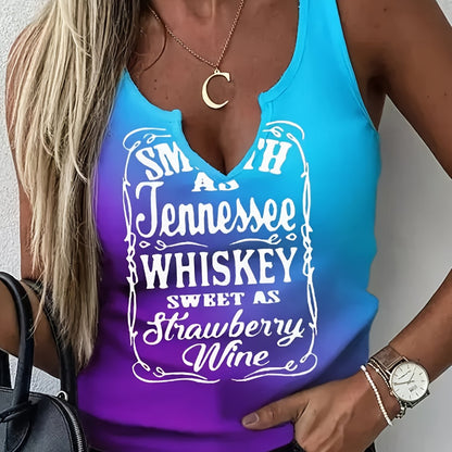 Women Colorful Gradient Letter Printed V-Neck Casual And Versatile Fashionable Vest SS69 11.69 XXL / Mixed Color