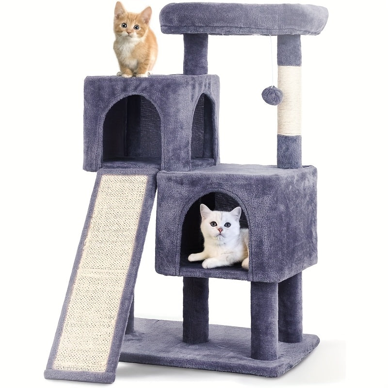 54/70" Multi-Level Cat Tree Tower with Scratching Posts & Cozy Condos, Space-Saving Indoor Cat Playhouse, Durable Plywood Construction, Fun Jumping Platforms, Multiple Colors Available for Cats SS69 51.69 Dark Gray / 36''H