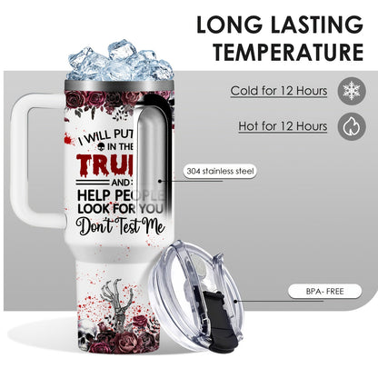 [Horror Cat Coffee Mug] Halloween Horror Cat Coffee Mug | 1pc Stainless Steel Insulated Cup 40oz with Lid & Straw, Large Capacity, White - Halloween Cat Cup SS69