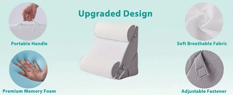 [3pcs Foam Pillows] 3pcs Foam Pillows 3pcs Polyurethane Foam Bed Wedge Pillows | Adjustable Contour Support, Anti- Snoring, Acid Reflux, Medium- Soft Gray Pillow Covers, Machine Washable, Back Alleviation, Contoured Pillow De