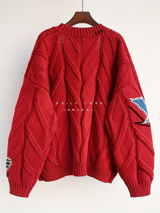 Fashionable Lazy Wind Embroidered Sweater Women's Autumn Winter 2024 New Letter Design Sense Loose Knit Sweater Jacket SS69