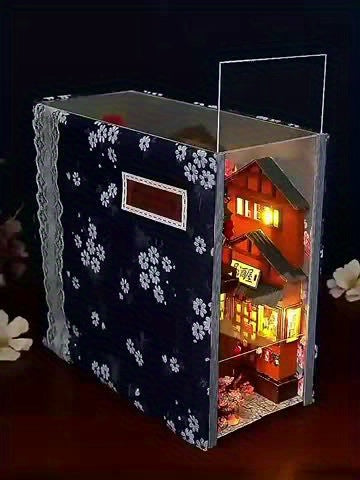 3D Handcrafted Cherry Blossom Alley Bookends, Japanese Style Miniature Model, Art Deco Home Decor, Thanksgiving Tabletop Display, Manufactured Wood, Dry Battery Powered (3 Button Batteries Not Included), Creative Valentine'S SS69