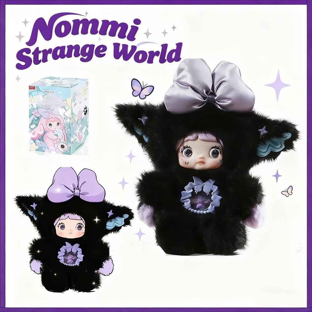 1pc Nommi Figures - Kawaii Anime-style Plush Doll with Expressive Eyes & Fluffy Ears, Soft Vinyl Collectible Figure in Black/Purple/Blue/Pink/Gray/White/Red/Yellow - Cute Birthday Party Favors, Holiday Gifts, Display Decor fo