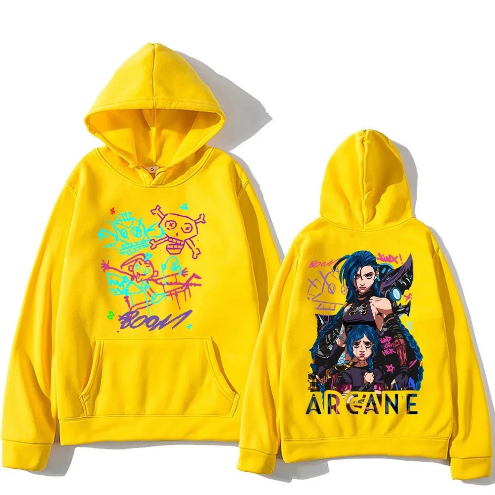 Arcane Jinx Hoodies Man Women Harajuku Clothing Hot Anime Arcane Pullovers Unisex Oversized Sweatshirt Fall Y2K Dark Sudaderas - SS69