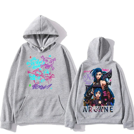 Arcane Jinx Hoodies Man Women Harajuku Clothing Hot Anime Arcane Pullovers Unisex Oversized Sweatshirt Fall Y2K Dark Sudaderas - SS69