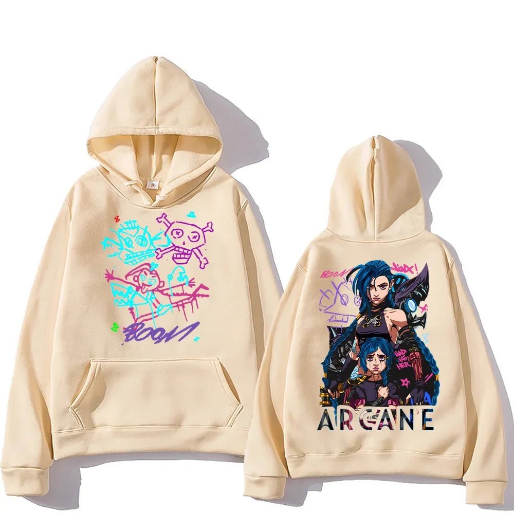 Arcane Jinx Hoodies Man Women Harajuku Clothing Hot Anime Arcane Pullovers Unisex Oversized Sweatshirt Fall Y2K Dark Sudaderas - SS69
