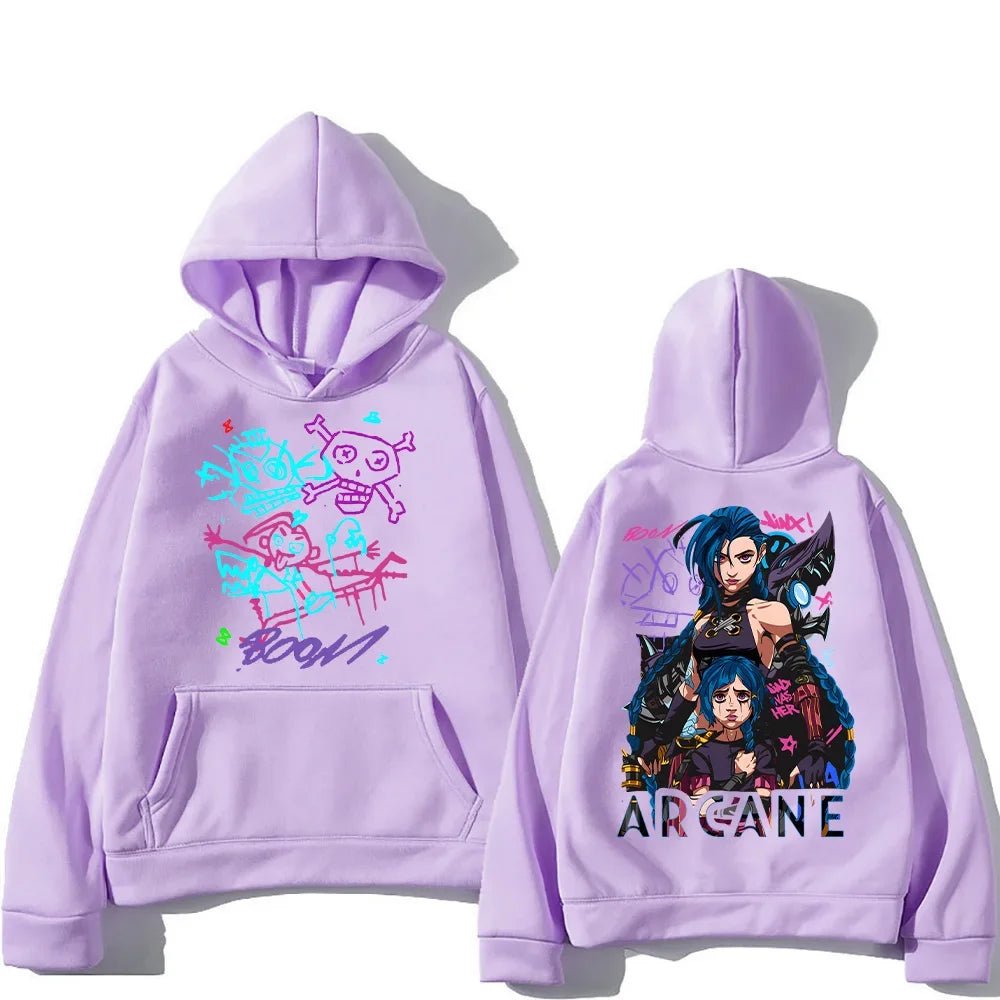 Arcane Jinx Hoodies Man Women Harajuku Clothing Hot Anime Arcane Pullovers Unisex Oversized Sweatshirt Fall Y2K Dark Sudaderas - SS69