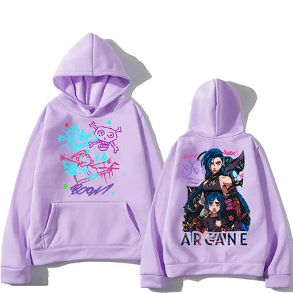 Arcane Jinx Hoodies Man Women Harajuku Clothing Hot Anime Arcane Pullovers Unisex Oversized Sweatshirt Fall Y2K Dark Sudaderas - SS69