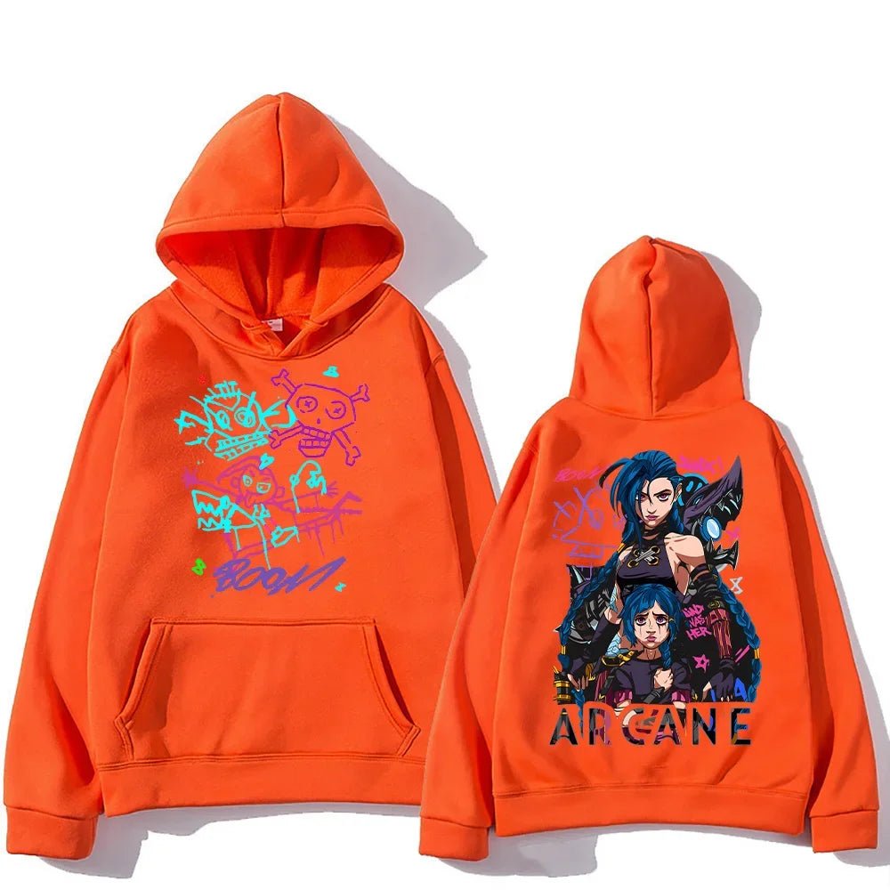 Arcane Jinx Hoodies Man Women Harajuku Clothing Hot Anime Arcane Pullovers Unisex Oversized Sweatshirt Fall Y2K Dark Sudaderas - SS69