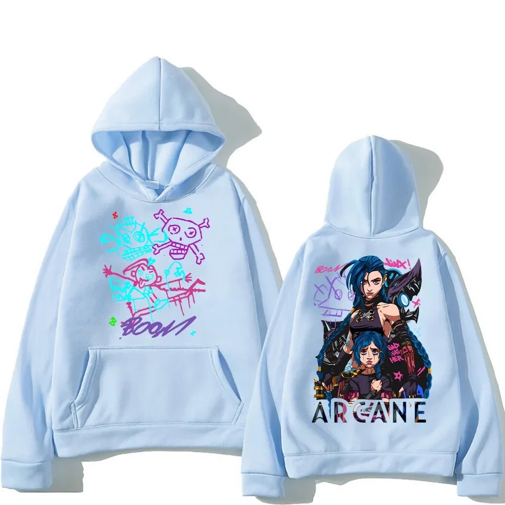 Arcane Jinx Hoodies Man Women Harajuku Clothing Hot Anime Arcane Pullovers Unisex Oversized Sweatshirt Fall Y2K Dark Sudaderas - SS69