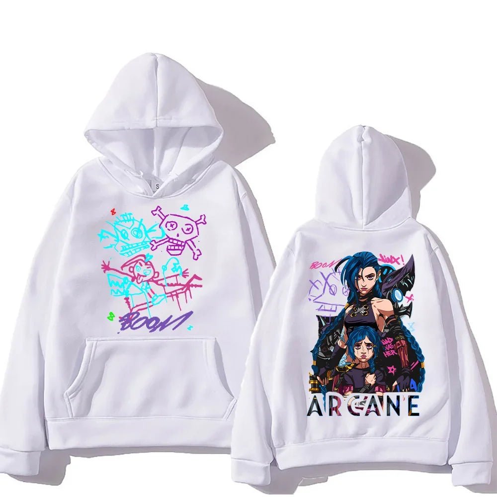 Arcane Jinx Hoodies Man Women Harajuku Clothing Hot Anime Arcane Pullovers Unisex Oversized Sweatshirt Fall Y2K Dark Sudaderas - SS69