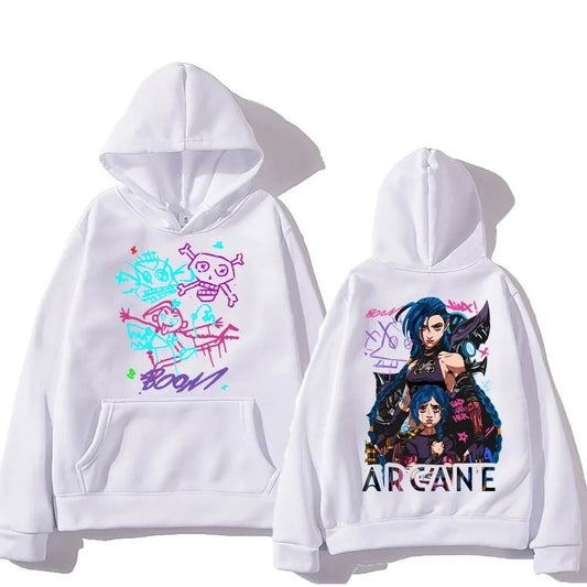 Arcane Jinx Hoodies Man Women Harajuku Clothing Hot Anime Arcane Pullovers Unisex Oversized Sweatshirt Fall Y2K Dark Sudaderas - SS69