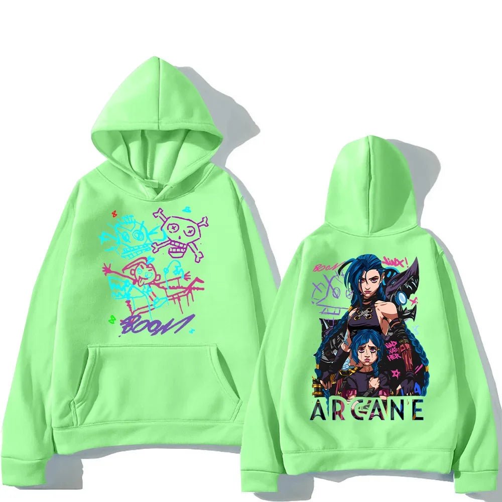 Arcane Jinx Hoodies Man Women Harajuku Clothing Hot Anime Arcane Pullovers Unisex Oversized Sweatshirt Fall Y2K Dark Sudaderas - SS69