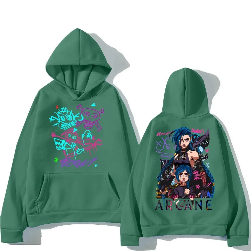Arcane Jinx Hoodies Man Women Harajuku Clothing Hot Anime Arcane Pullovers Unisex Oversized Sweatshirt Fall Y2K Dark Sudaderas - SS69