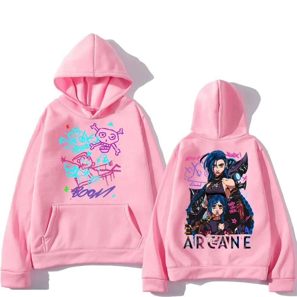 Arcane Jinx Hoodies Man Women Harajuku Clothing Hot Anime Arcane Pullovers Unisex Oversized Sweatshirt Fall Y2K Dark Sudaderas - SS69