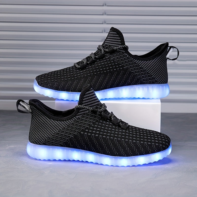 LED Light-Up Casual Sneakers - USB Rechargeable, Colorful Glowing Shoes for Men and Women, Breathable, Lightweight, Durable, All-Season Running Shoes, Casual Footwear | Vibrant Casual Shoes | Lightweight Footwear SS69 46.69 Black / US 13.5