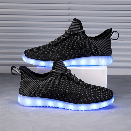 LED Light-Up Casual Sneakers - USB Rechargeable, Colorful Glowing Shoes for Men and Women, Breathable, Lightweight, Durable, All-Season Running Shoes, Casual Footwear | Vibrant Casual Shoes | Lightweight Footwear SS69 46.69 Black / US 13.5