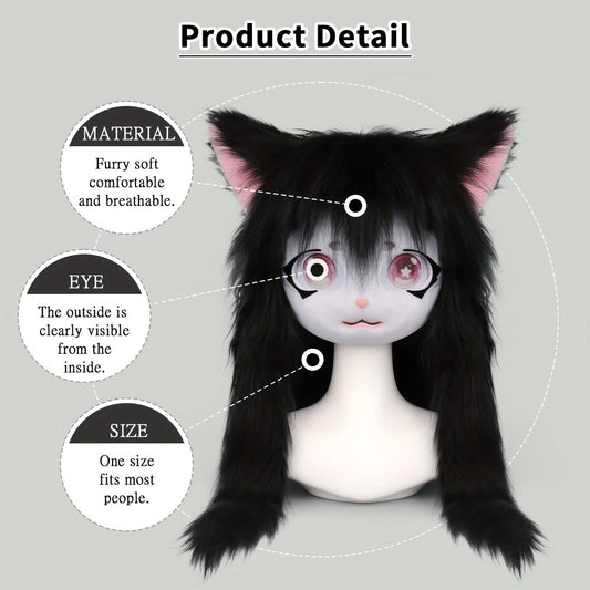 Animal Head Cat Fursuit Cut Mask Halloween Masquerade Cosplay Costume Props SS69