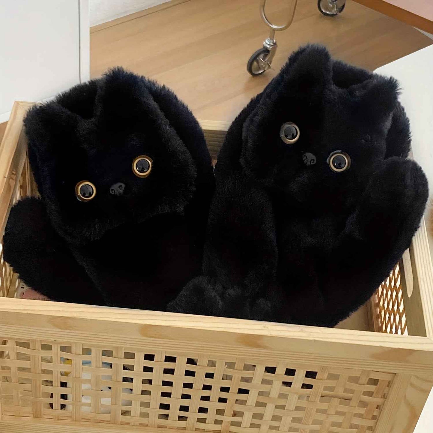 Black Cat Plush Gloves, Winter Warm Cute Cycling Thickened Double-Layer Windproof Neck Warmer Mittens, Wrist Cat, Cat Paw Mittens, Cat Paw Mitts, Cat Embroidery Mittens For Women, Cat Paws For Women,  Wrist Warmer Mittens, Do