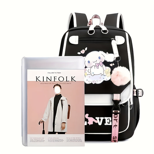 Sanrio for Kuromi Backpack - Black & Purple, with Multiple Compartments, Adjustable Straps, Lightweight, Casual Style, Ideal for Travel, Hiking, Sports, And University Use, Casual Backpack | Playful Design | Durable Oxford Fa
