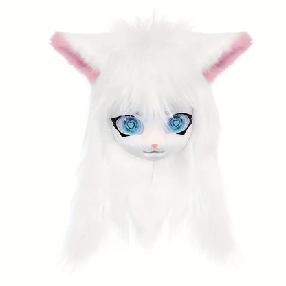 Animal Head Cat Fursuit Cut Mask Halloween Masquerade Cosplay Costume Props SS69 45.69 White